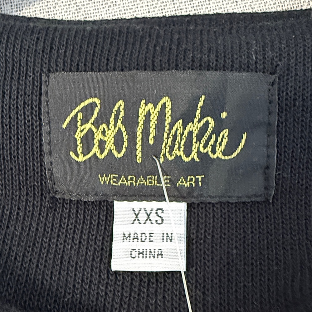 Bob Mackie Women’s Wearable Art Embroidered Cat Zip Up Black Cardigan. SZXXS. - Picture 4 of 15